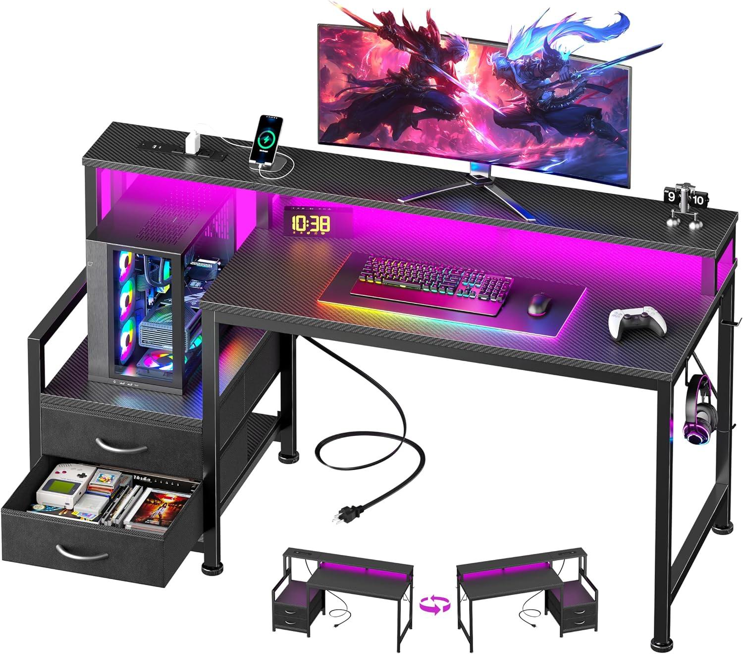 Furologee 47-inch L-shaped gaming desk