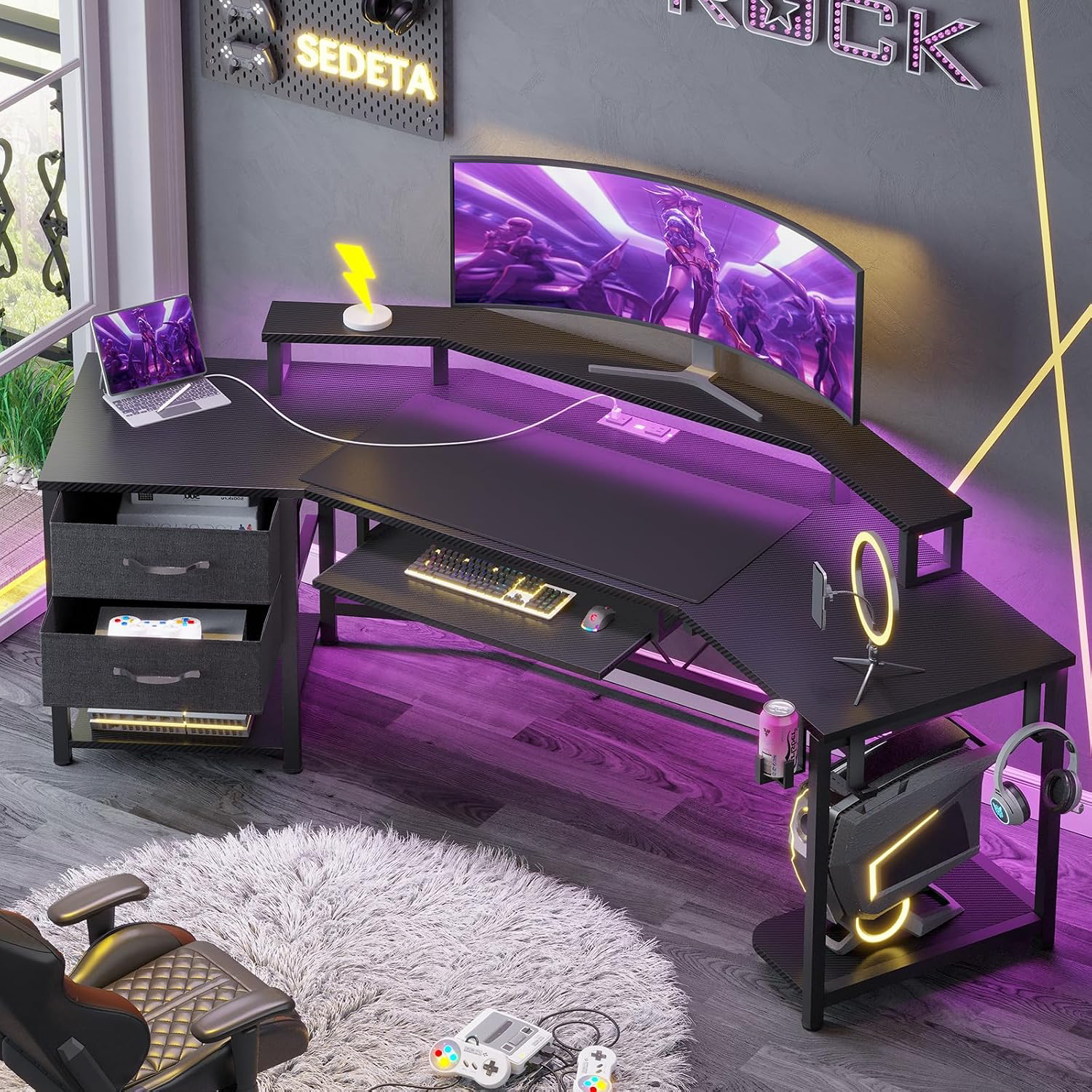 SEDETA 79 inch curved gaming desk